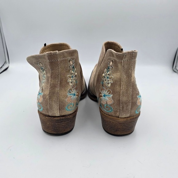 Roper Womens Embroidered Cutout‎ Western Booties Tan Suede Leather Size 10